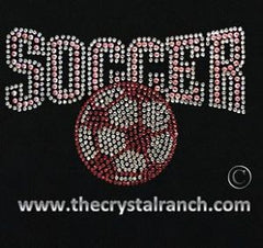 DS008p Soccer Rhinestone Decal in Pink