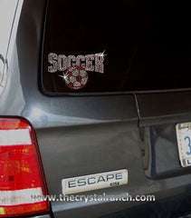 DS008p Soccer Rhinestone Decal in Pink