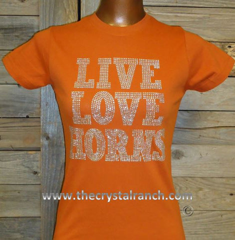 TP041 Live Love Horns Rhinestone Tee