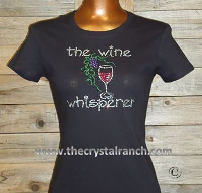 TB024 The Wine Whisperer Rhinestone Tee