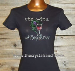 TB024 The Wine Whisperer Rhinestone Tee